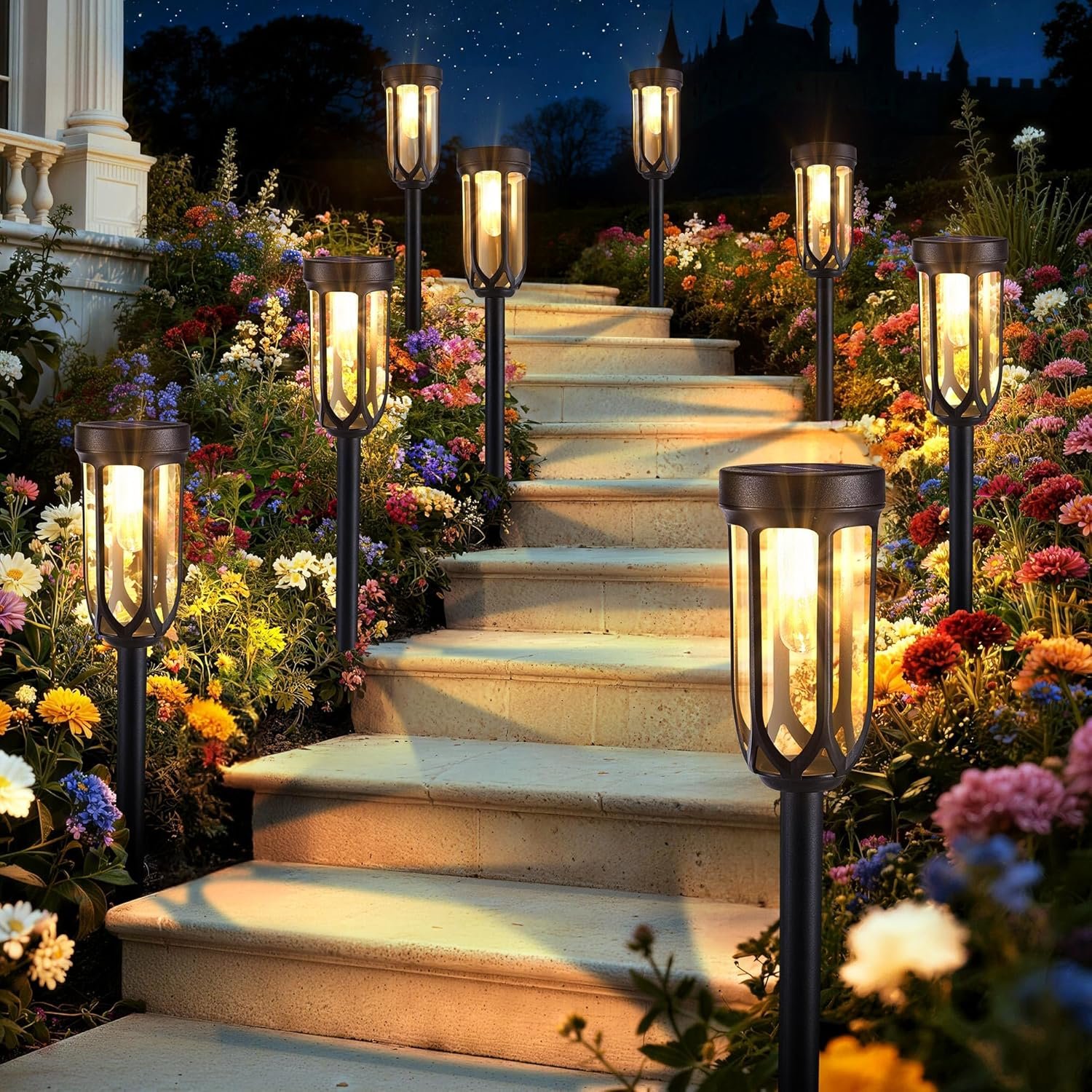 Lomotech Solar Pathway Lights - 8 Pack Solar Lights Outdoor