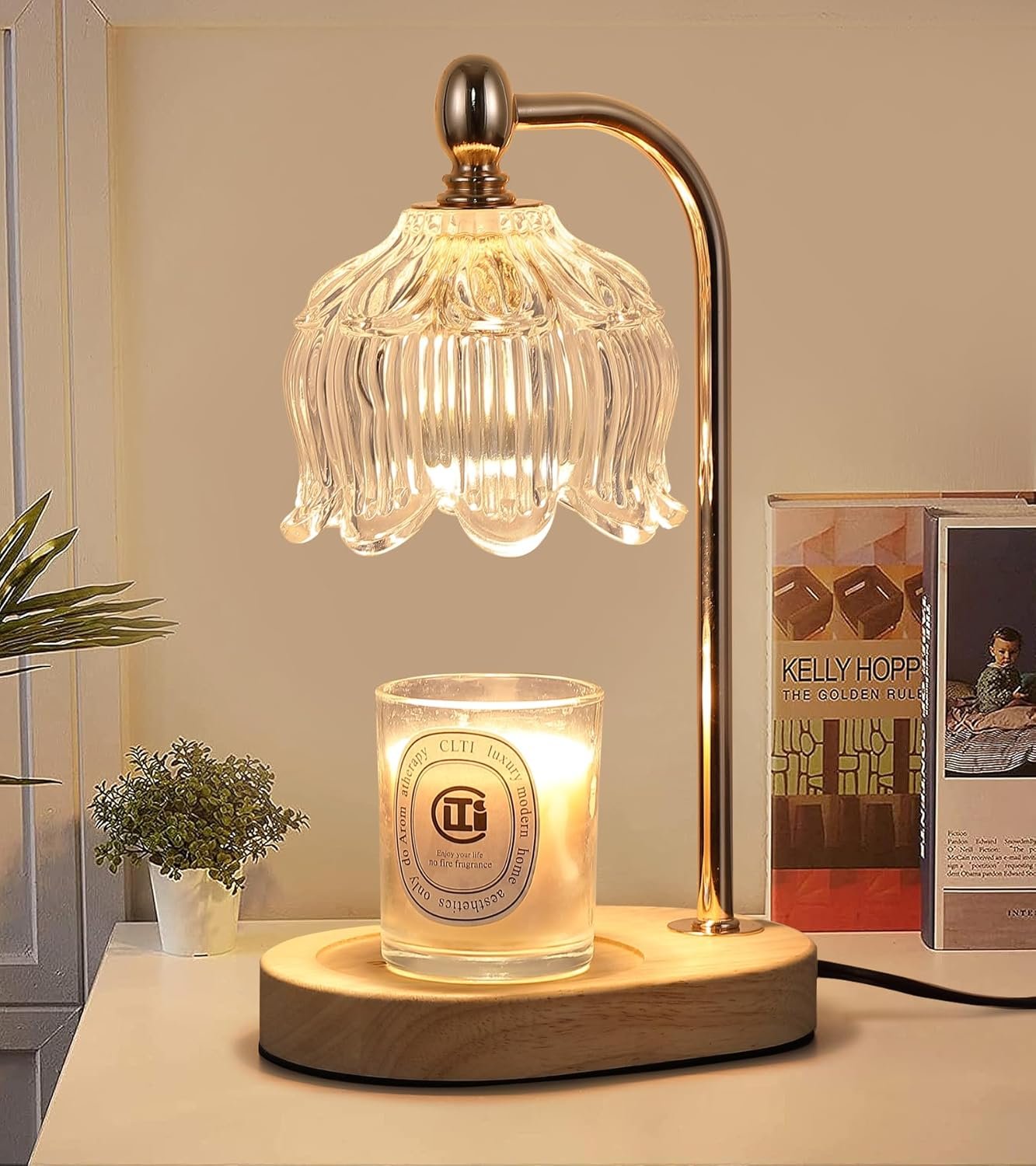 MEIXISUE Candle Warmer Lamp with Timer and Dimmer,Electric Gold Light