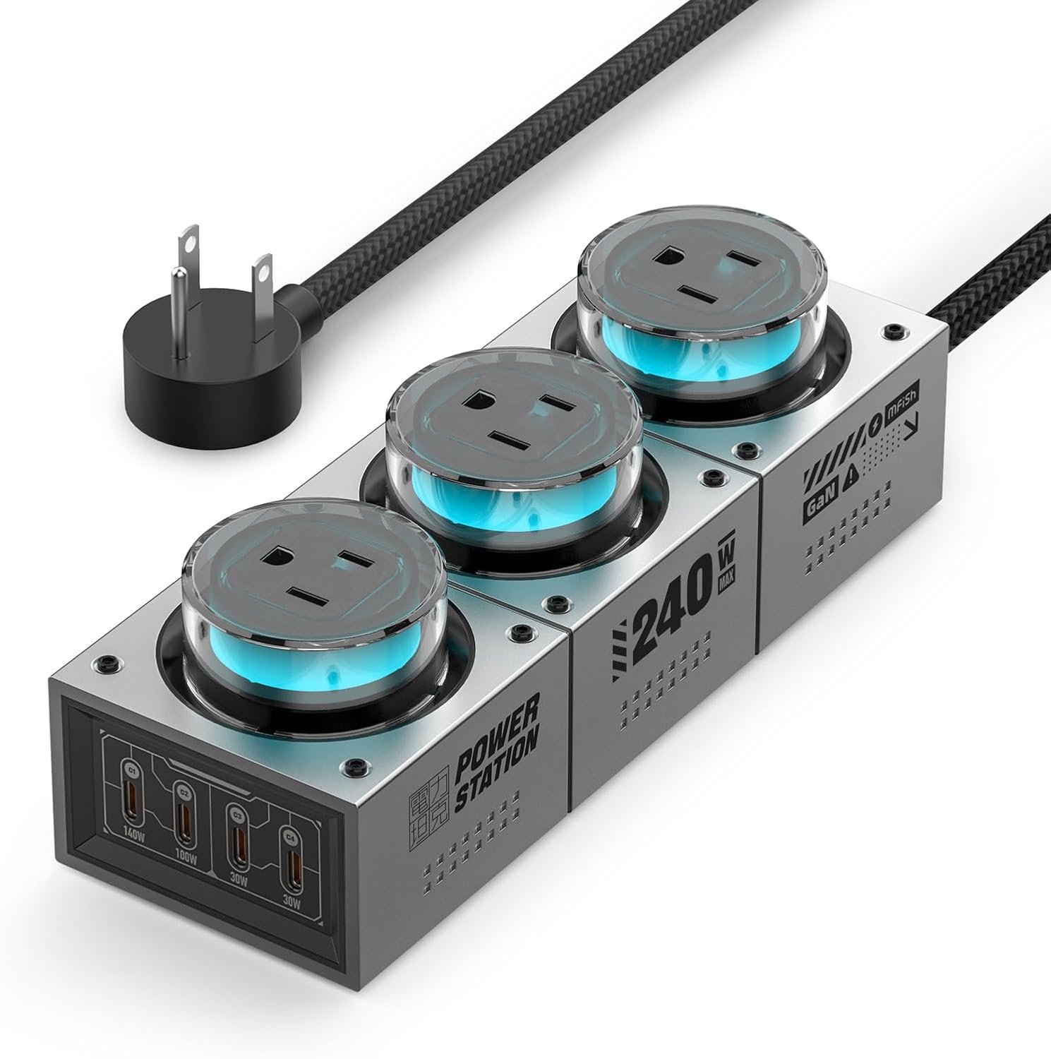 MFish 240W GaN Desktop Charging Station - RGB Gaming Power