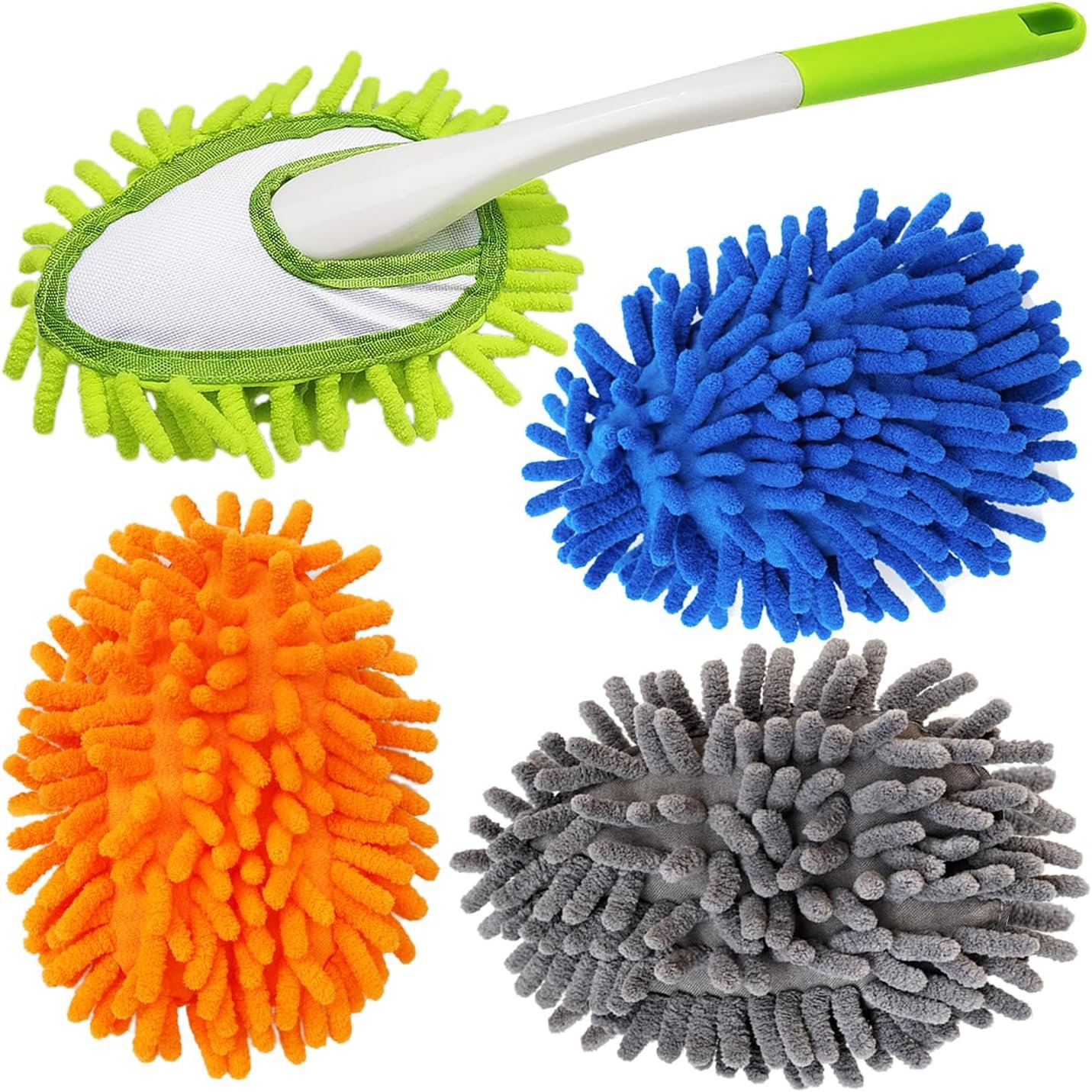 Microfiber Feather Duster,13 Inch Length, with 4 pcs Washable Cloth,
