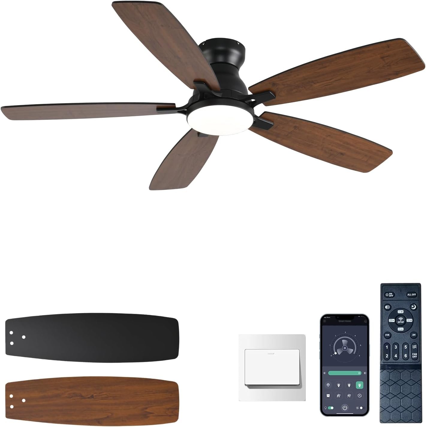 NKPU Ceiling Fans with Lights, Low Profile Ceiling Fan with
