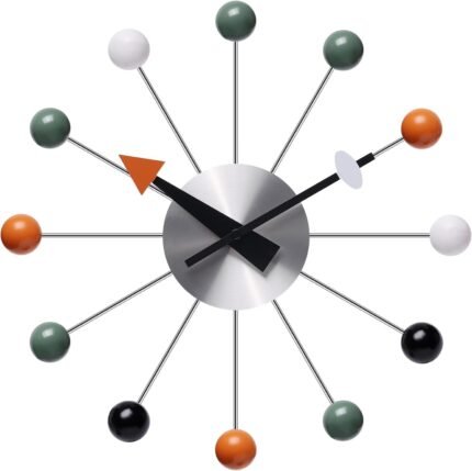 NUOVO 13 Inch Multicolor Mid Century Creative Silent Quartz Personality Funny Decorative Home Living Room Kitchen Office Retro Design Wall Clock