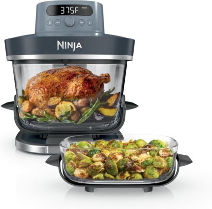 Ninja Crispi Pro 6-in-1 Glass Air Fryer | With Nontoxic, 6qt & 2.5qt Containers & Lids | Microwave, Freezer, Dishwasher Safe | 450°F Max Temp | 1800 Watt | Cyberspace | AS101CY
