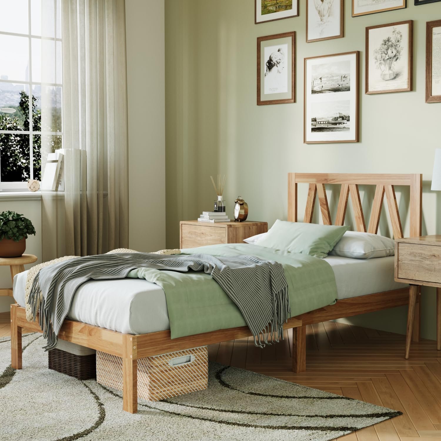 Novilla Twin Bed Frames Wood Twin Size Bed Frame with