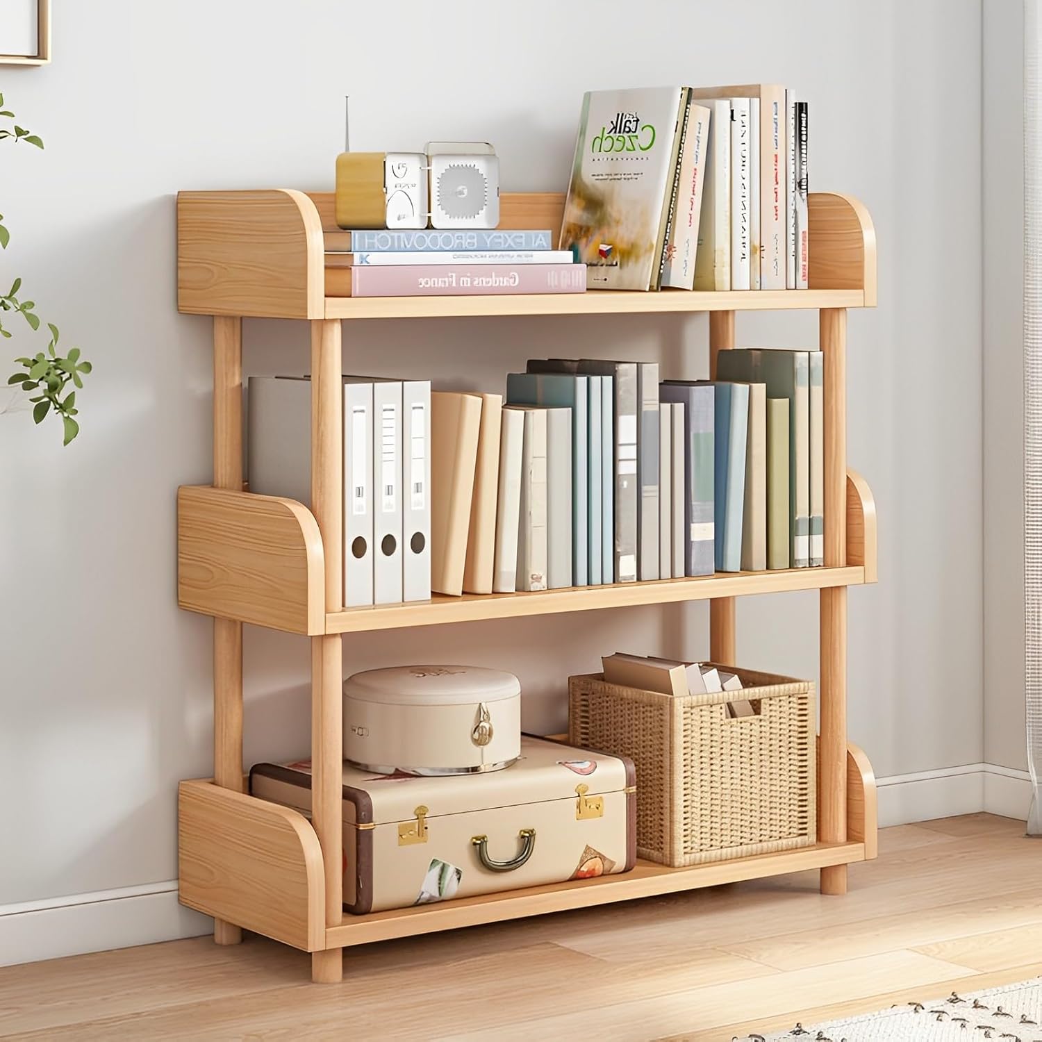 OSCHF 3-Tier Wooden Open Bookcase - Modern Display Bookshelf with