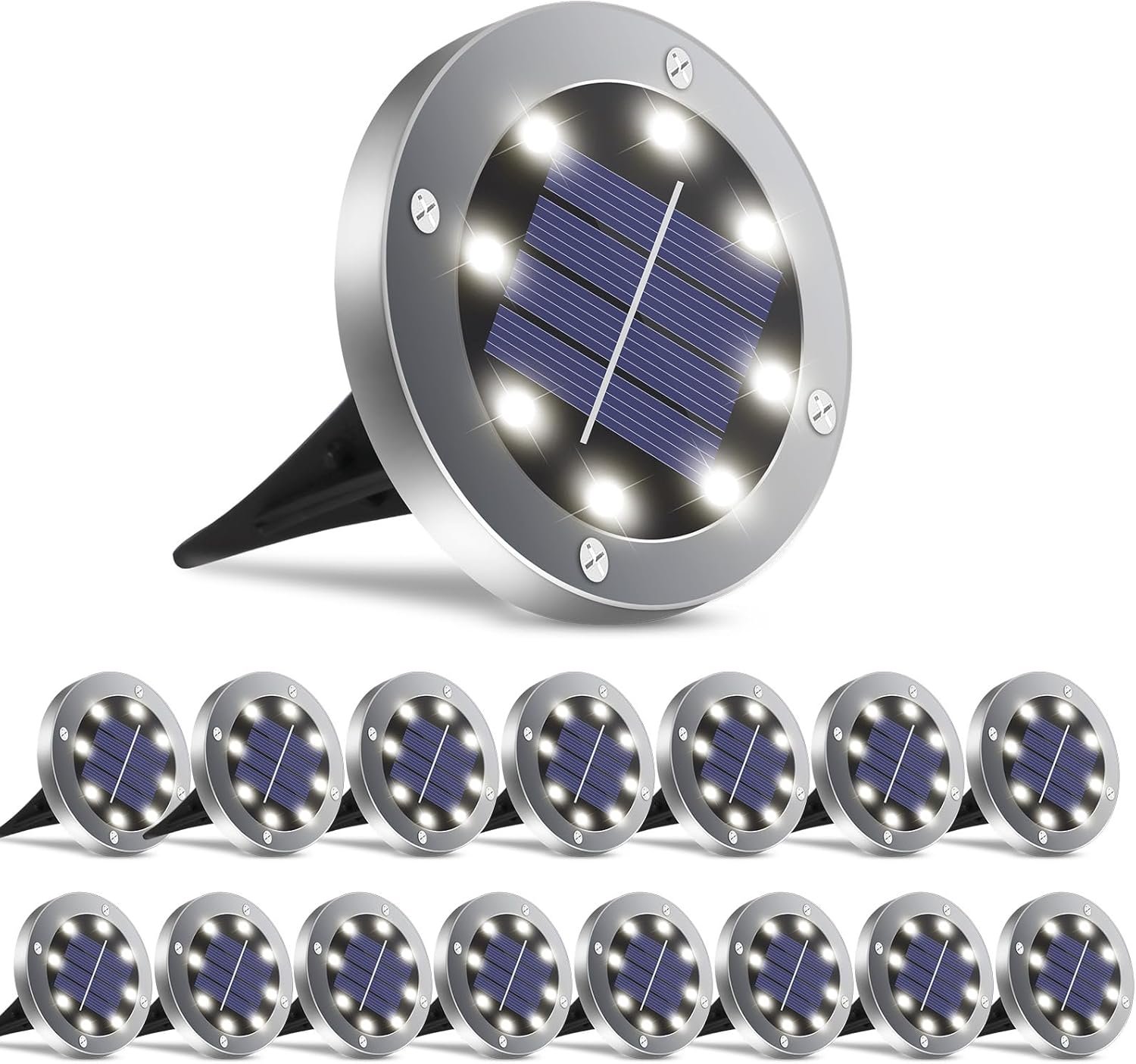 OULONGER Solar Ground Lights 16 Packs, Garden Solar Outdoor Waterproof