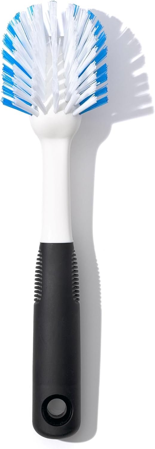 OXO Good Grips Dish Brush, Nylon Bristles with Built-in Scraper,