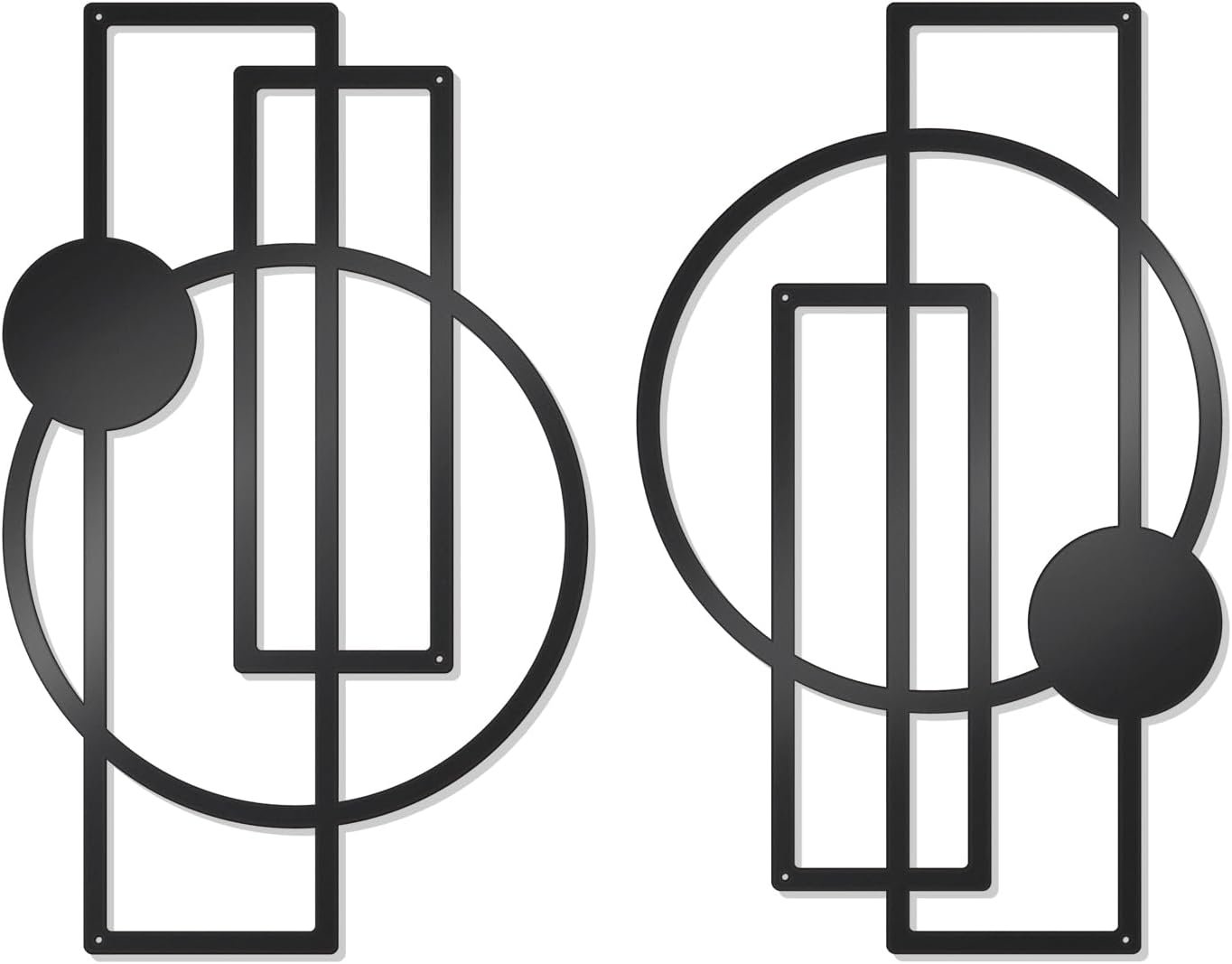 OYEFLY 2 Pcs Metal Abstract Wall Art,Modern Geometric Decor (Black,