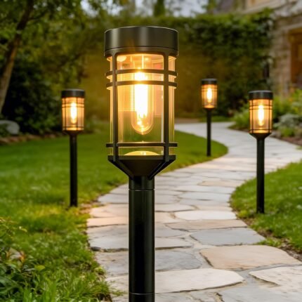 Ollny Solar Pathway Lights Outdoor 8 Packs, Solar Garden Lights IP65 Waterproof, LED Solar Powered Path Light Auto On/Off, Landscape Lighting for Yard Walkway Driveway Porch Outside Decor