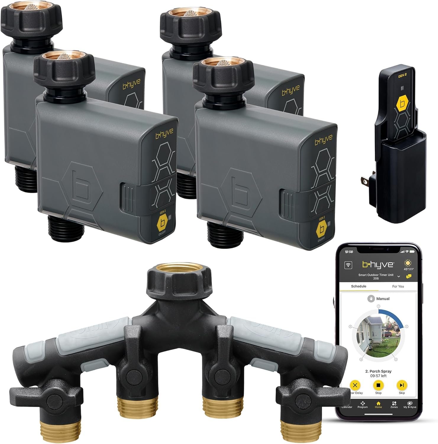 Orbit 21207 B-hyve Gen 2 Smart Hose Watering Timer, 4-Pack