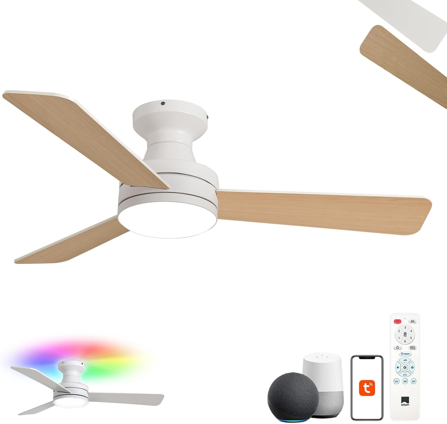 Orison Ceiling Fans with Lights – 42" Low Profile Flush