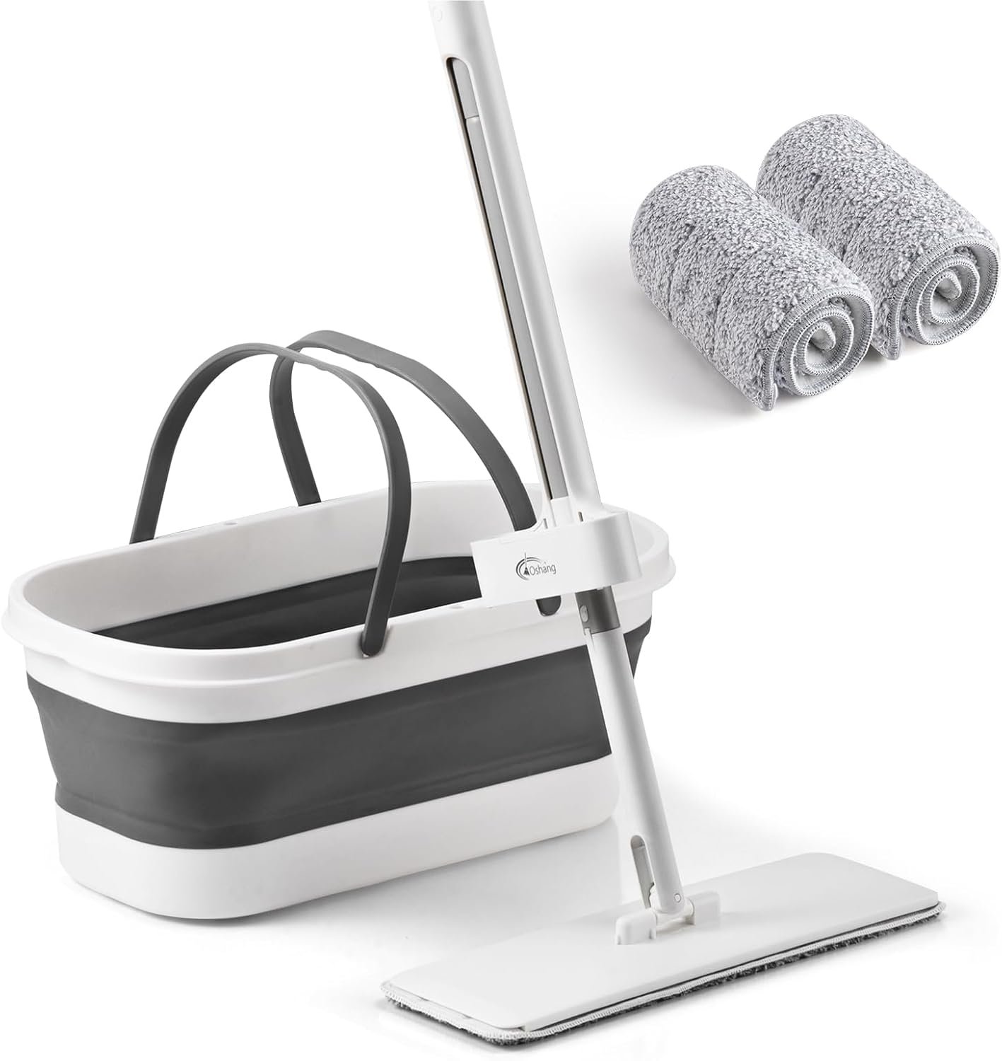 Oshang Flat Mop and Collapsible Bucket OG7 with Wheels, 2