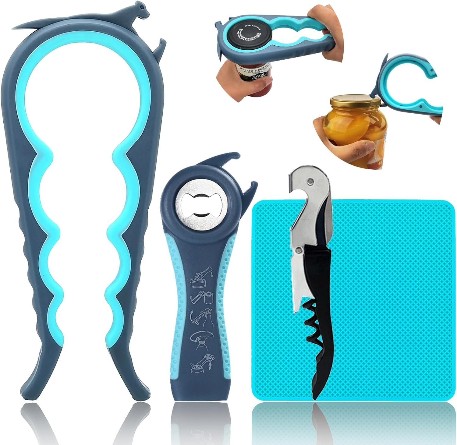 Otstar Jar Opener & Bottle Opener Set for Weak Hands