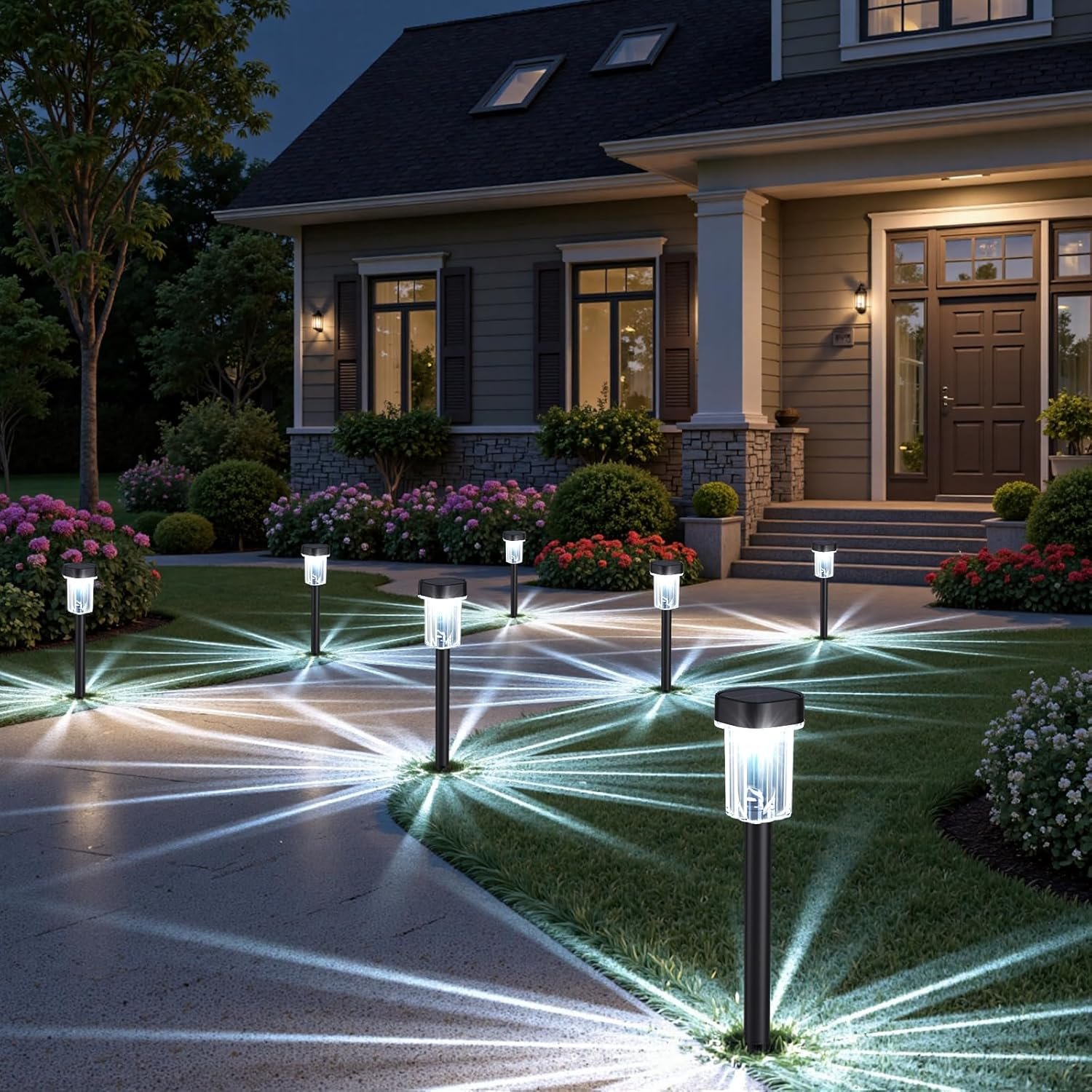 Outdoor Solar Lights for Yard 8 Pack, Solar Pathway Lights