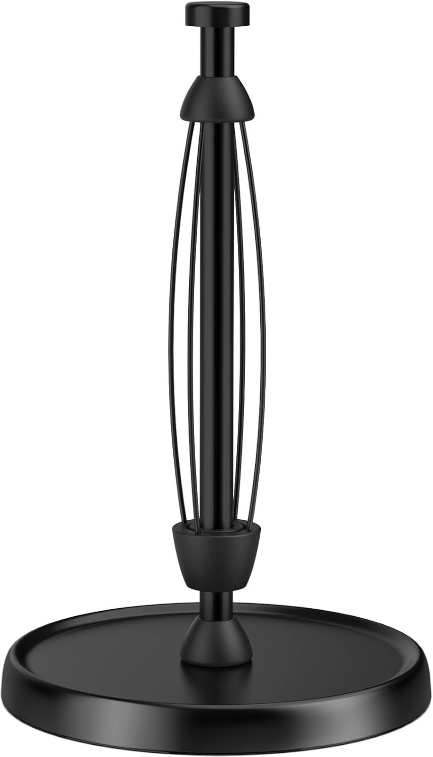 Paper Towel Holder Countertop, One-Handed Tear, Stainless Steel, Weighted Base,