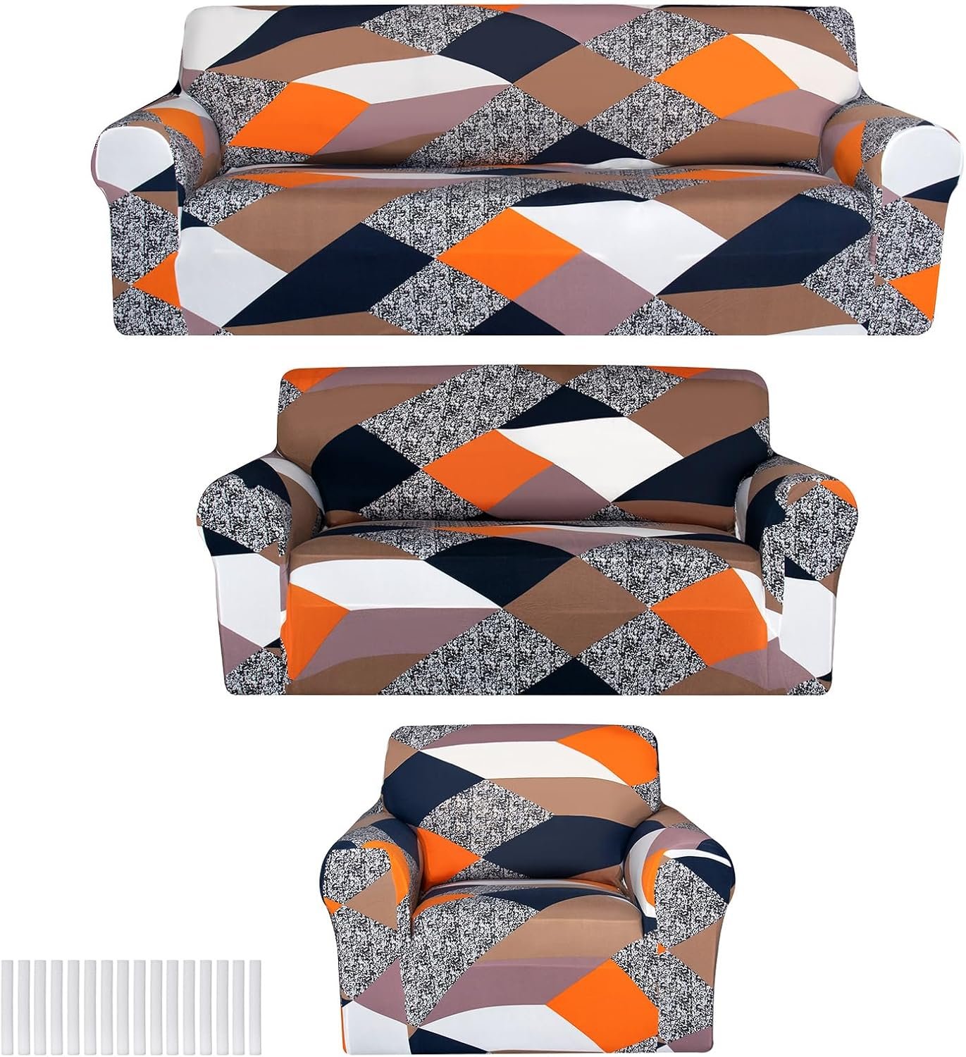Peryiter 3 Pcs Couch and Loveseat Covers Set Sofa Cover