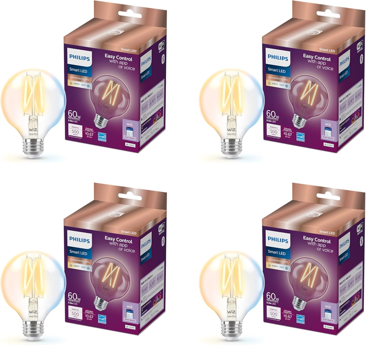 Philips Smart Vintage G25 60W Tunable White Filament LED Smart