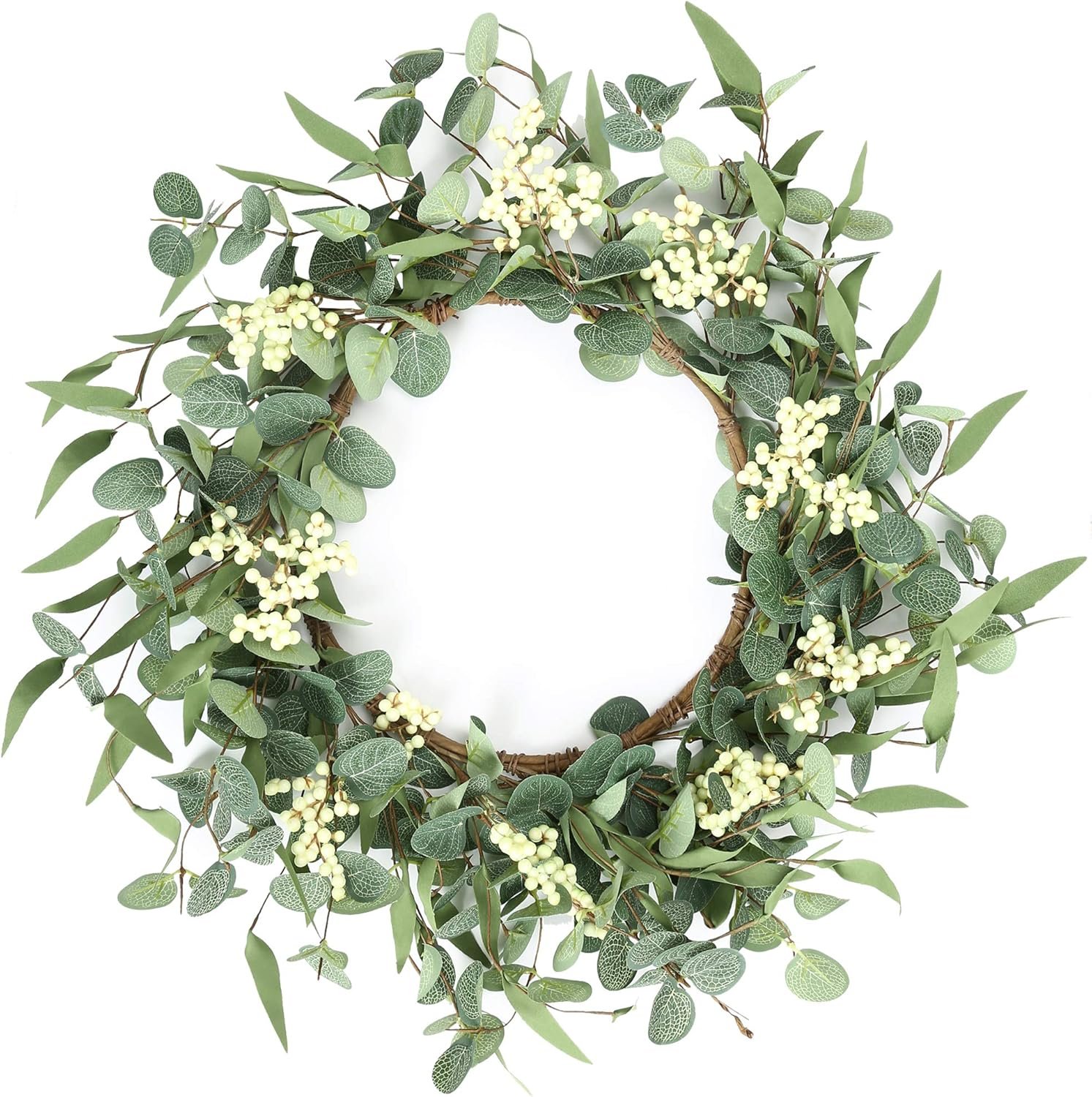 Pinkpum 20'' Eucalyptus Wreath for Front Door, Porch, Window -