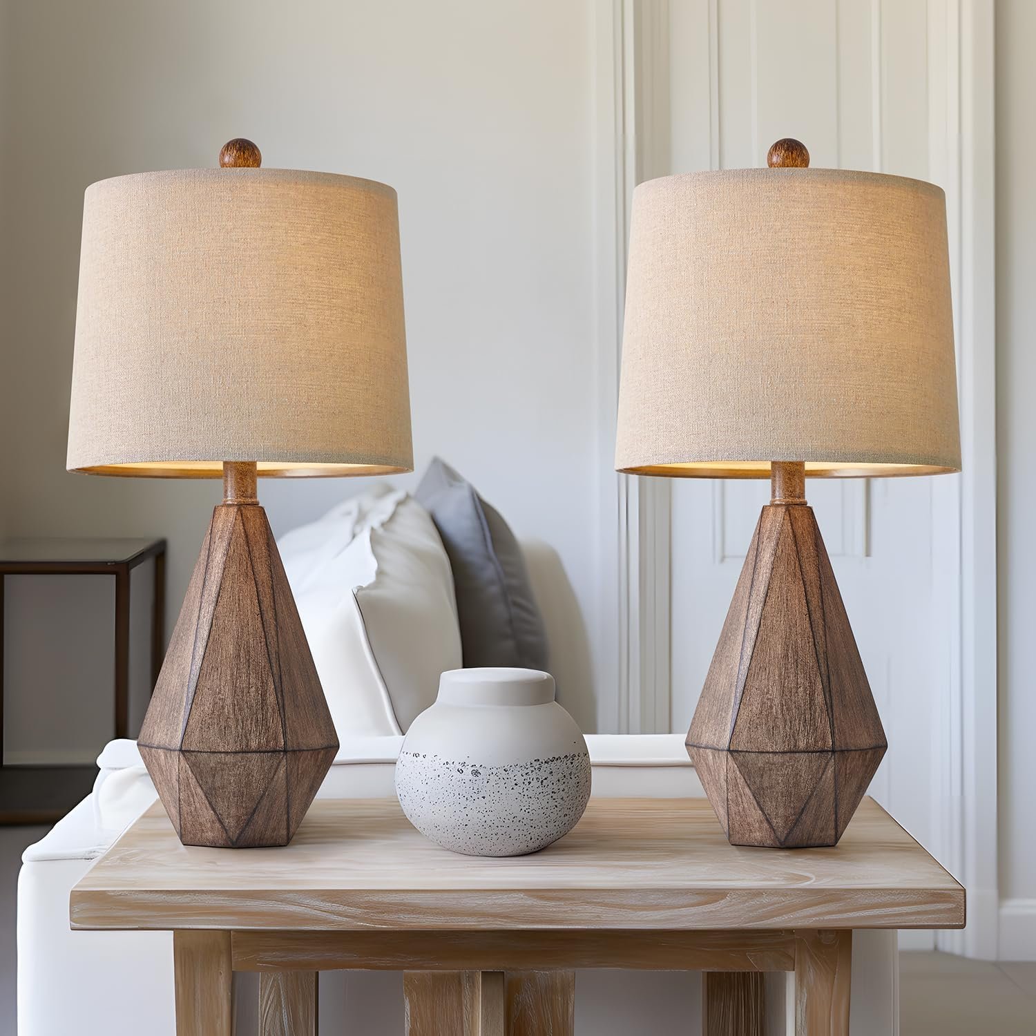 PoKat 20.25" Retro Farmhouse Table Lamp Set of 2 -