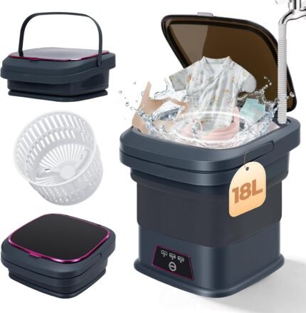 Portable Clothes Washing Machines,18L Foldable Mini Laundry Machine with Spinner Basket,3 Cleaning Modes for Small Baby, Underwear, Socks,Ideal for Home,Travel,Dorms,Camping,Hotel and Apartment HH