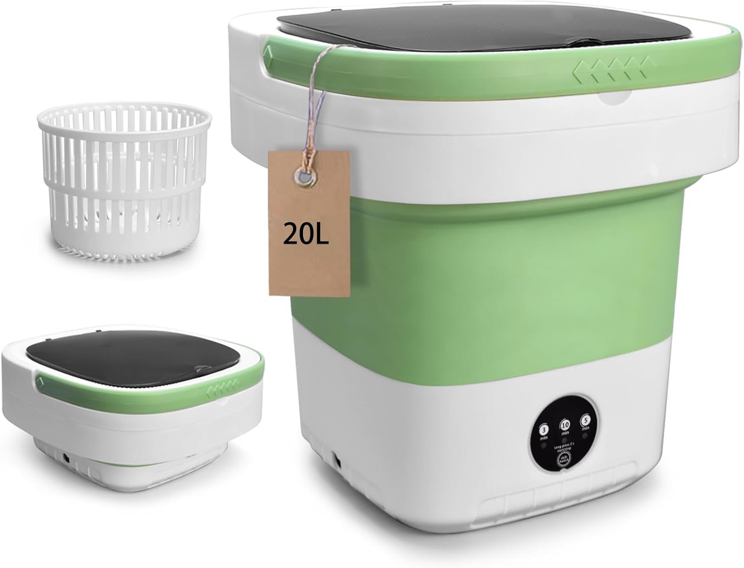 Portable Washing Machine, 20L Upgraded with Spin Basket Laundry Machine,