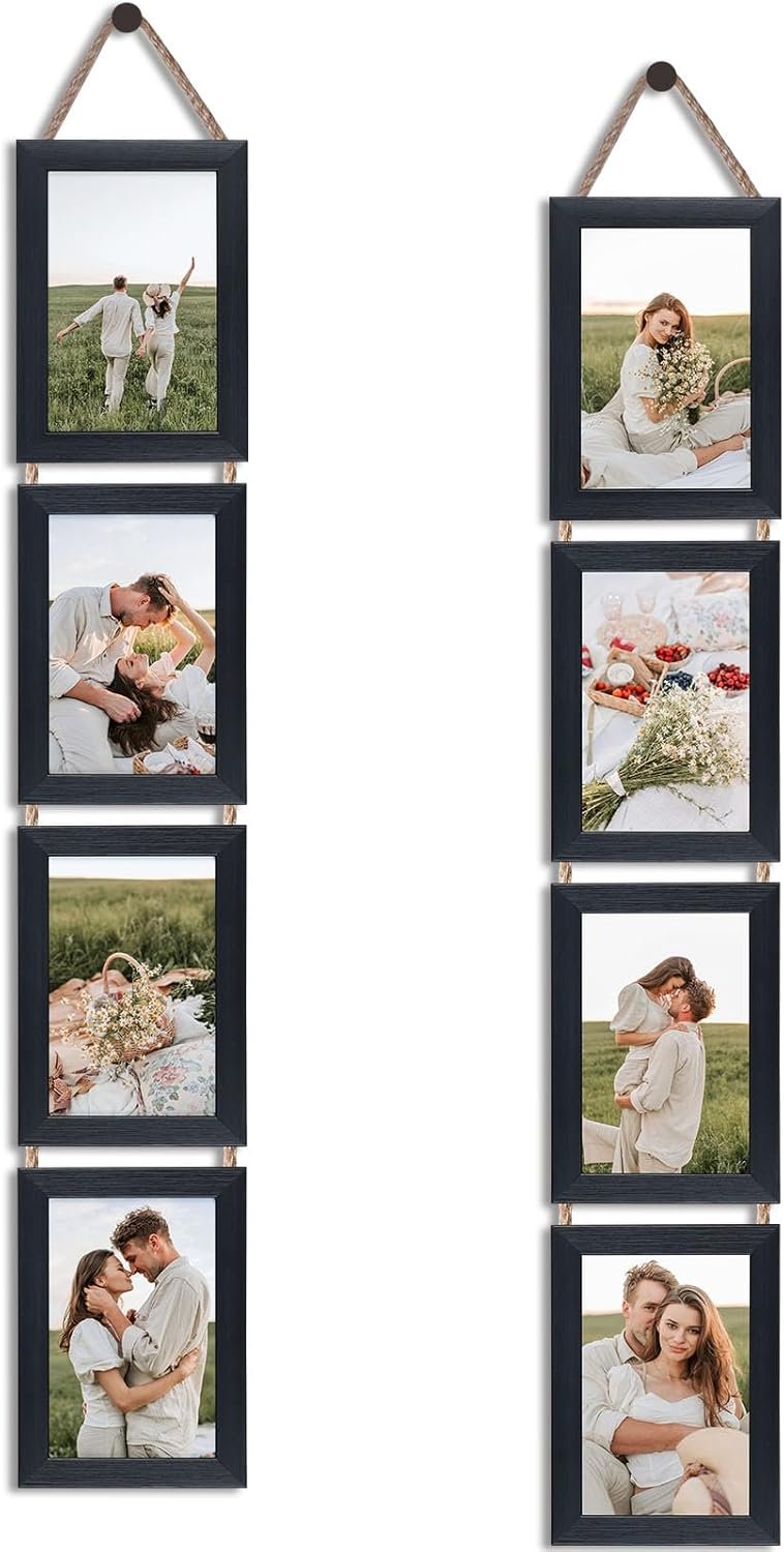 QUTREY Black 4x6 Hanging Picture Frames Set of 2, 4
