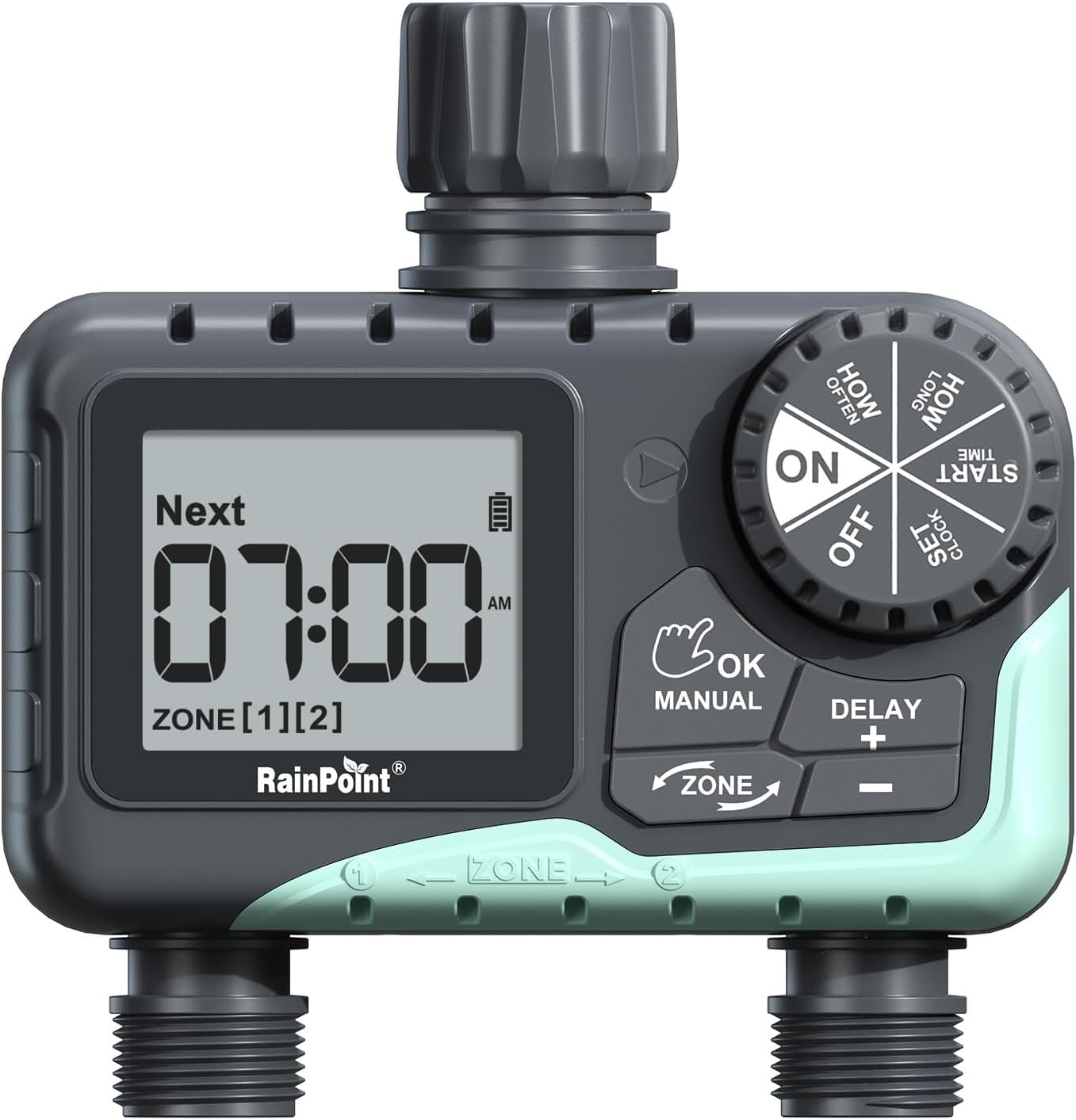 RAINPOINT Water Timer for Garden Hose - 2 Zone Sprinkler
