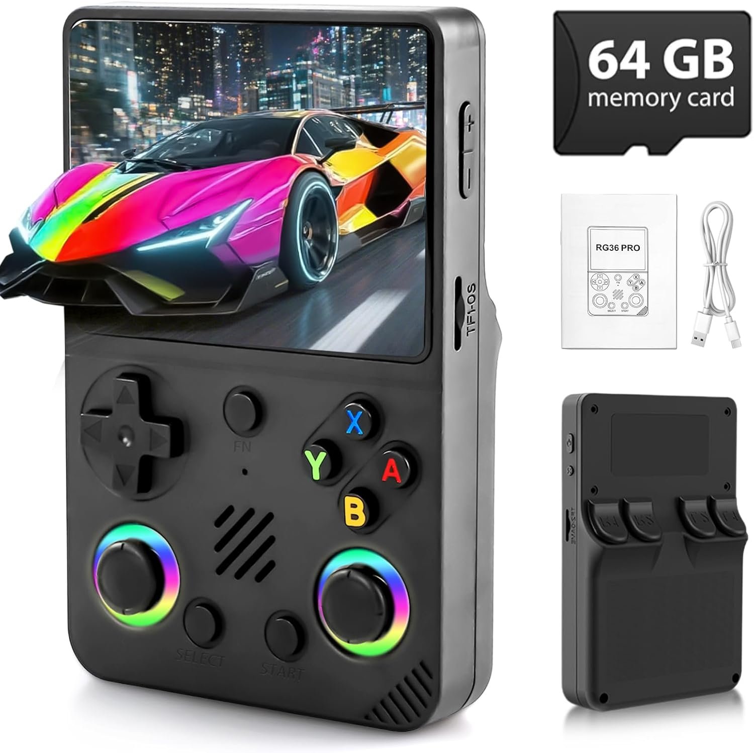 RG36PRO Retro Handheld Game Console - 30,000+ Classic Games, 64G