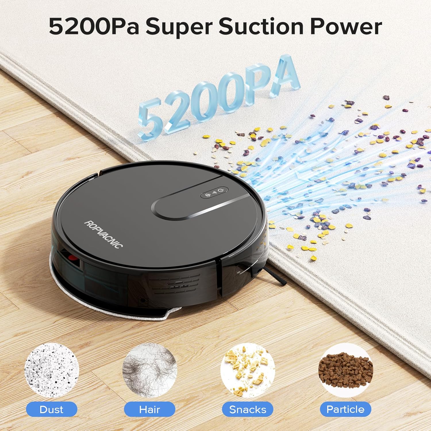 ROPVACNIC Robot Vacuum Cleaner Robot Vacuum and Mop Combo with