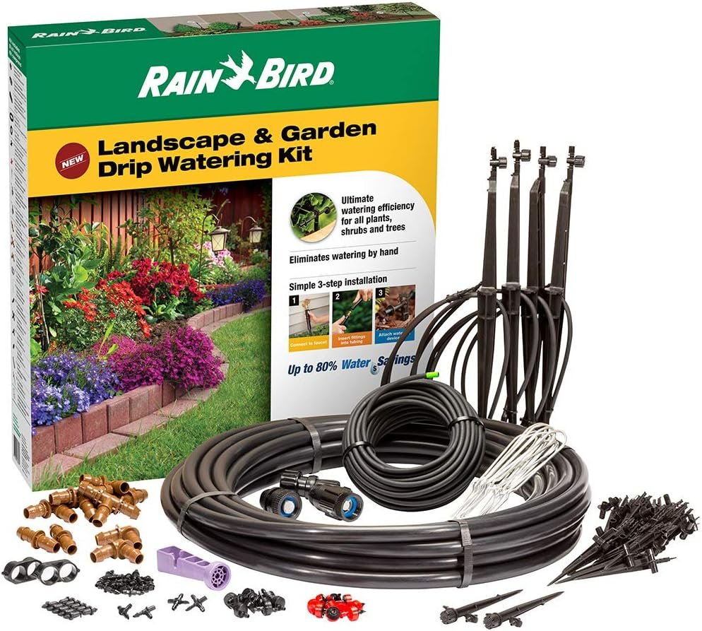 Rain Bird LNDDRIPKIT Drip Irrigation Landscape/Garden Watering Kit with Drippers,