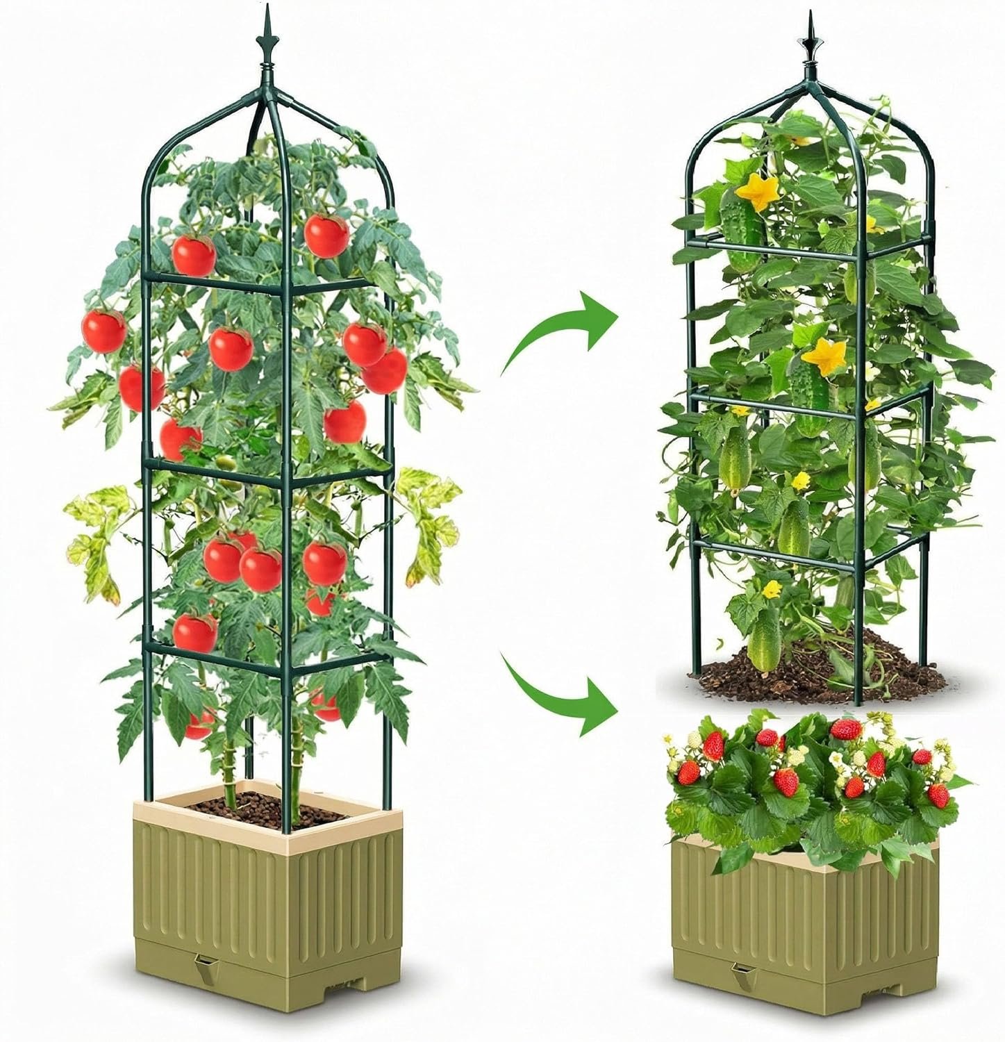Raised Garden Bed Planter Box with Trellis, 71" Self-Watering Tomato