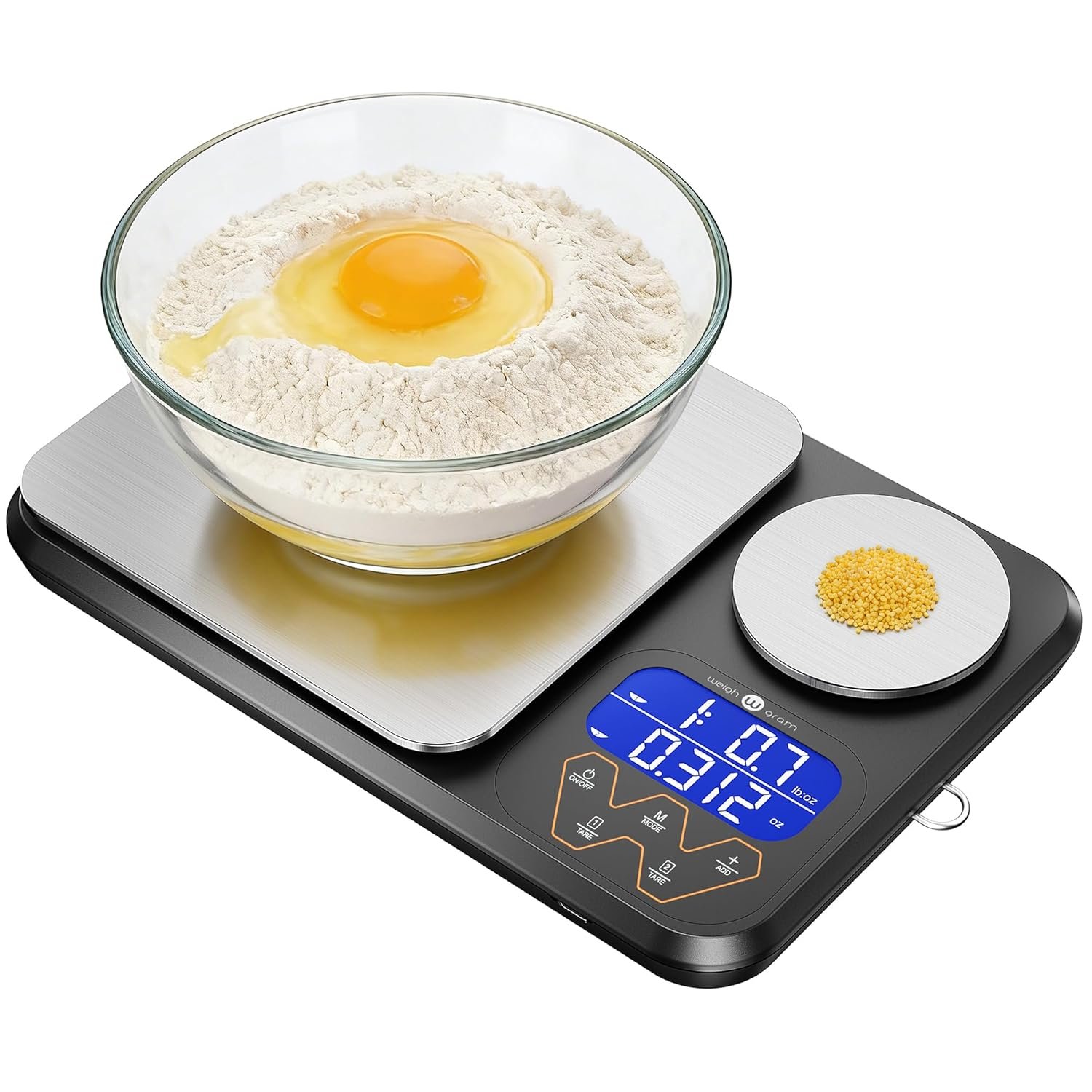 Rechargeable 0.01g/5kg Dual Platform Food Kitchen Scales Digital Weight Grams