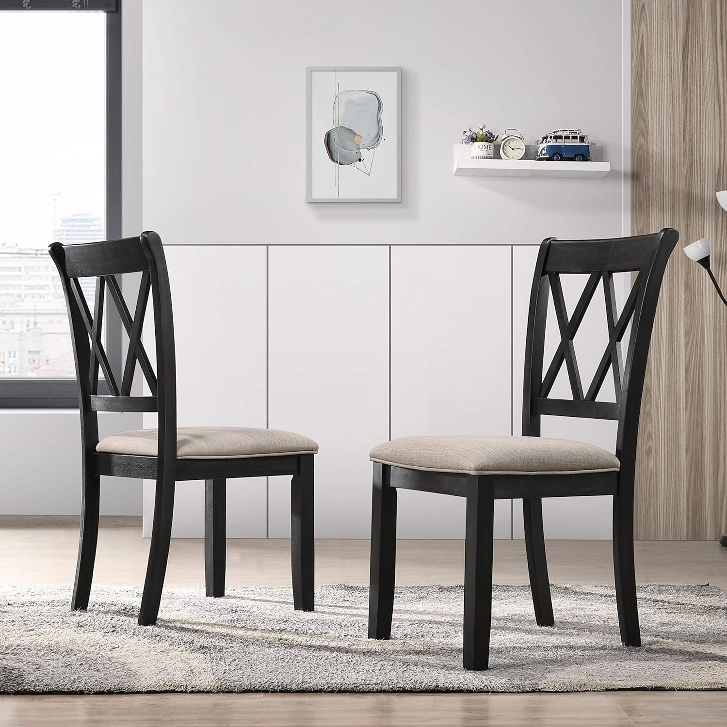 Roundhill Furniture Windvale Fabric Upholstered Dining Chair, Set of 2,