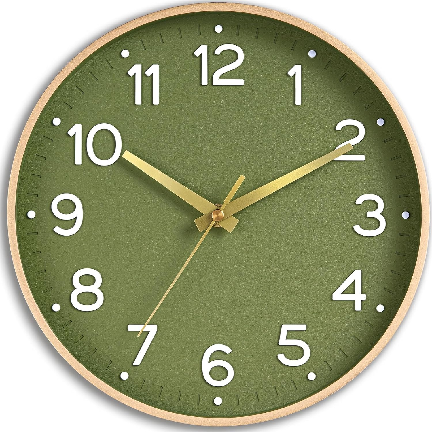 Roymnie Wall Clock 14 Inch Silent Green Wall Clocks Battery