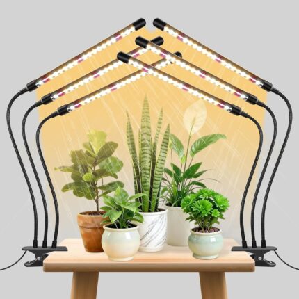 SDOVUERC 3head Plant Lights, 2Pack Grow Lights for Seed Starting, Full Spectrum Growing Lamps with Clip for Indoor Plants, Auto ON & Off Timer 3/9/12H, 3 Switch Modes, 10-Level Dimmable Brightness