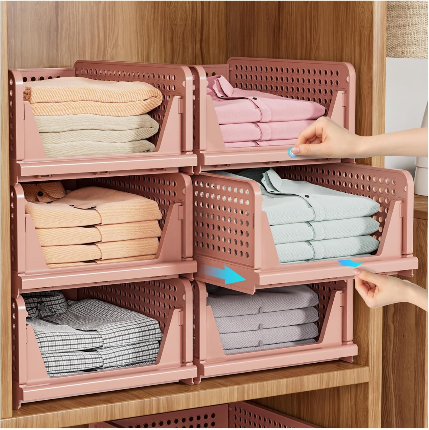 SNSLXH 5 Pack Stackable Closet Organizer Box, Multifunctional & Foldable