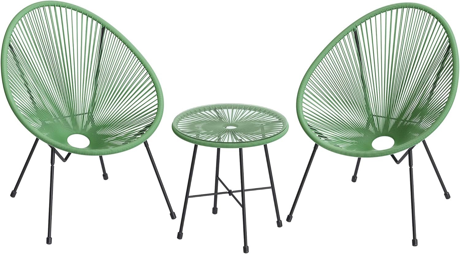 SONGMICS 3-Piece Outdoor Seating Acapulco Chair, Modern Patio Furniture Set,