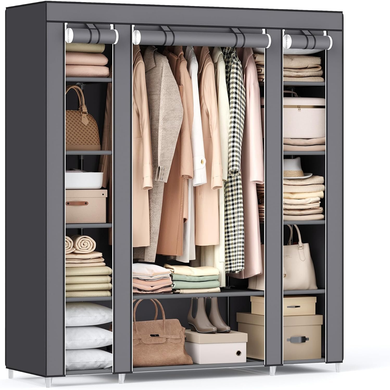 SONGMICS Closet Wardrobe, Portable Closet for Bedroom, Clothes Rail with