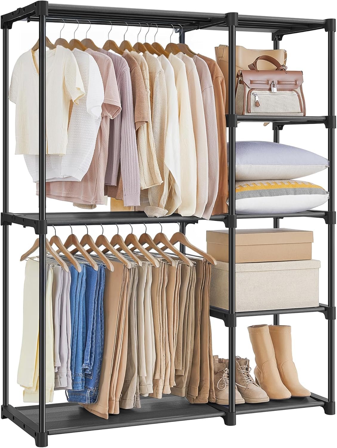 SONGMICS Portable Closet, Freestanding Closet Organizer, Clothes Rack with Shelves,