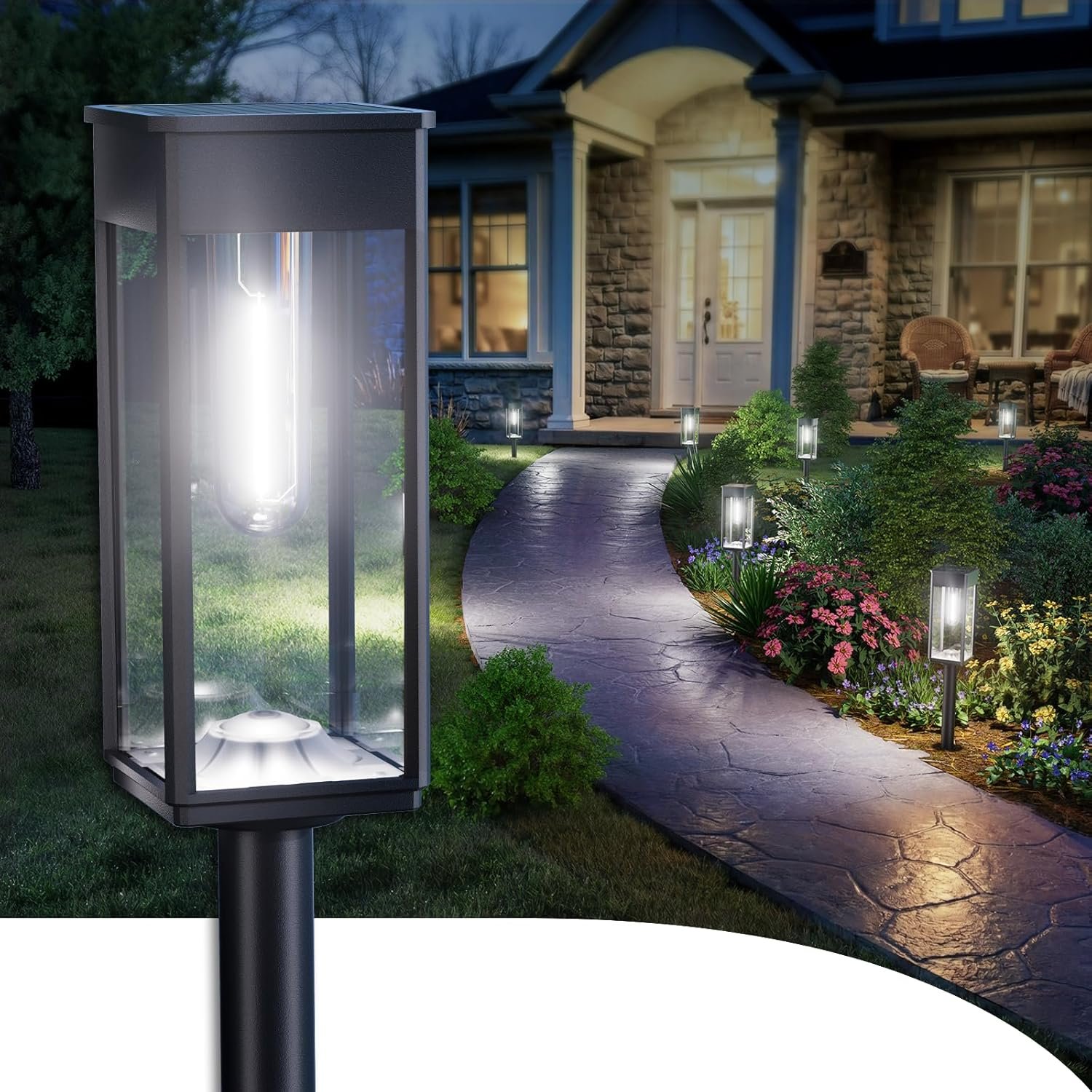SUPER BRIGHT Solar Pathway Lights Outdoor, 8 Pack Solar Lights