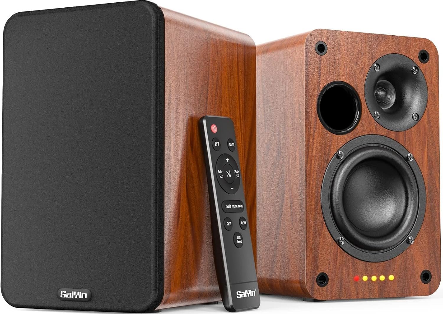 Saiyin Bluetooth Bookshelf Speakers, 30W X 2 Powered TV Speakers