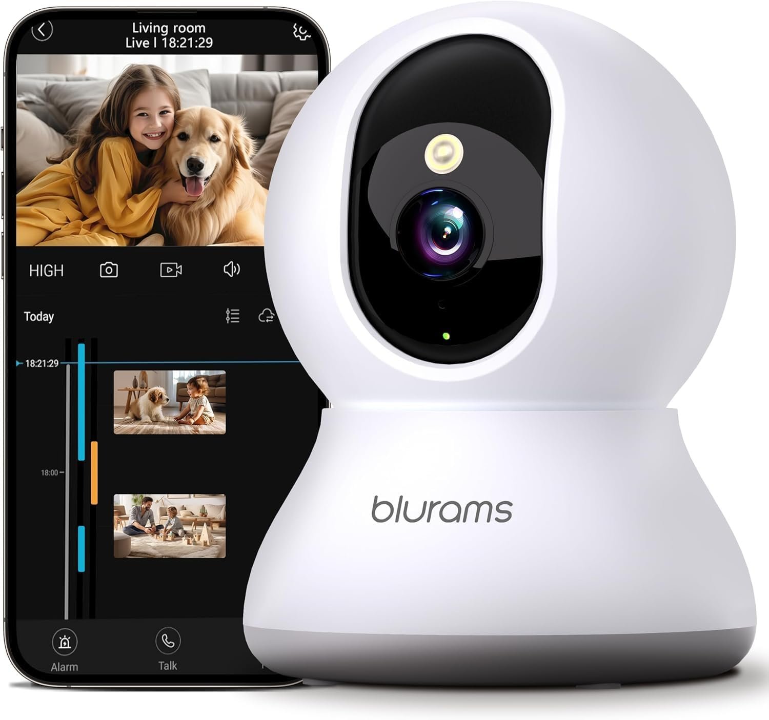 Security Camera 2K, blurams Baby Monitor Dog Camera 360-degree for