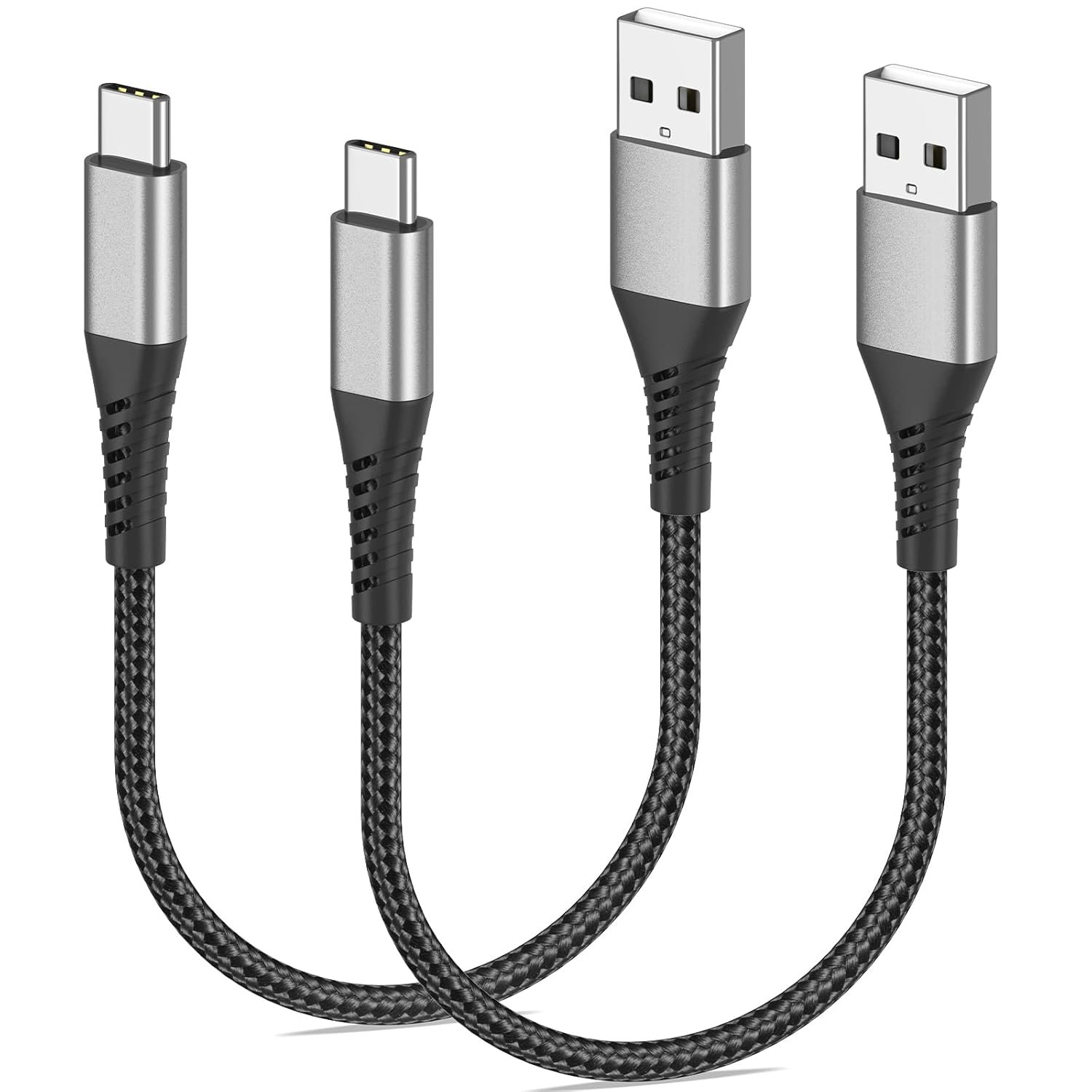 Short USB A to USB C Cable 1FT, 2 Pack