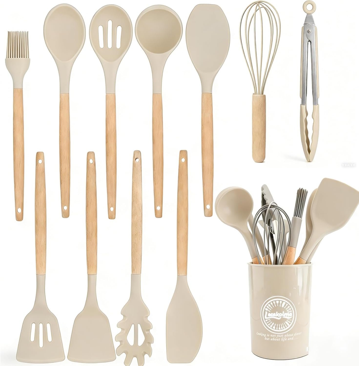 Silicone Cooking Utensil Set,12 PCS Cooking Kitchen Utensils Set, Nonstick