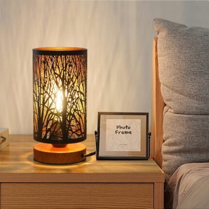 Small Industrial Table Lamps Dimmable, Bedside Lamps for Nightstand,End Table Side Desk lamp with Rustic Black Metal Cage Lampshade for Bedroom, Kids Room Living Room 2700K LED Bulb Included