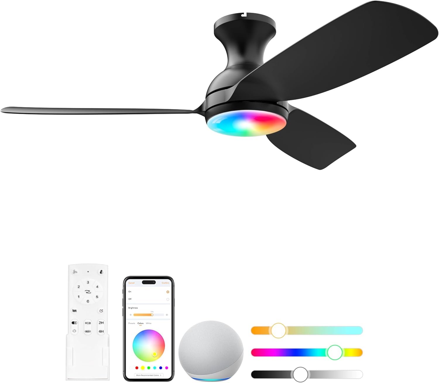 Smart Ceiling Fans with Lights, Consciot 44 inch Matter Ceiling