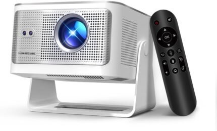 Smart Projector with 4K 8K Support, Mini Projector with Wifi6 and Bluetooth5.4, 600 ANSI, Auto Focus & Obstacle Avoidance 1080P Portable Movie Proyector for Home Outdoor, Magcubic HY350Max