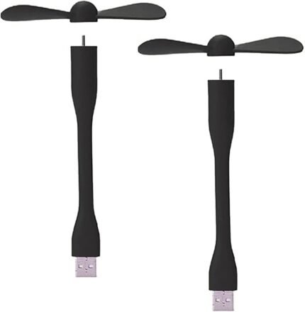 Sokelinn-six USB Flexible Fan, Mini Portable Cooling Fans USB Powered for Power Bank Laptop PC AC Charger - 2 Pack (Black)