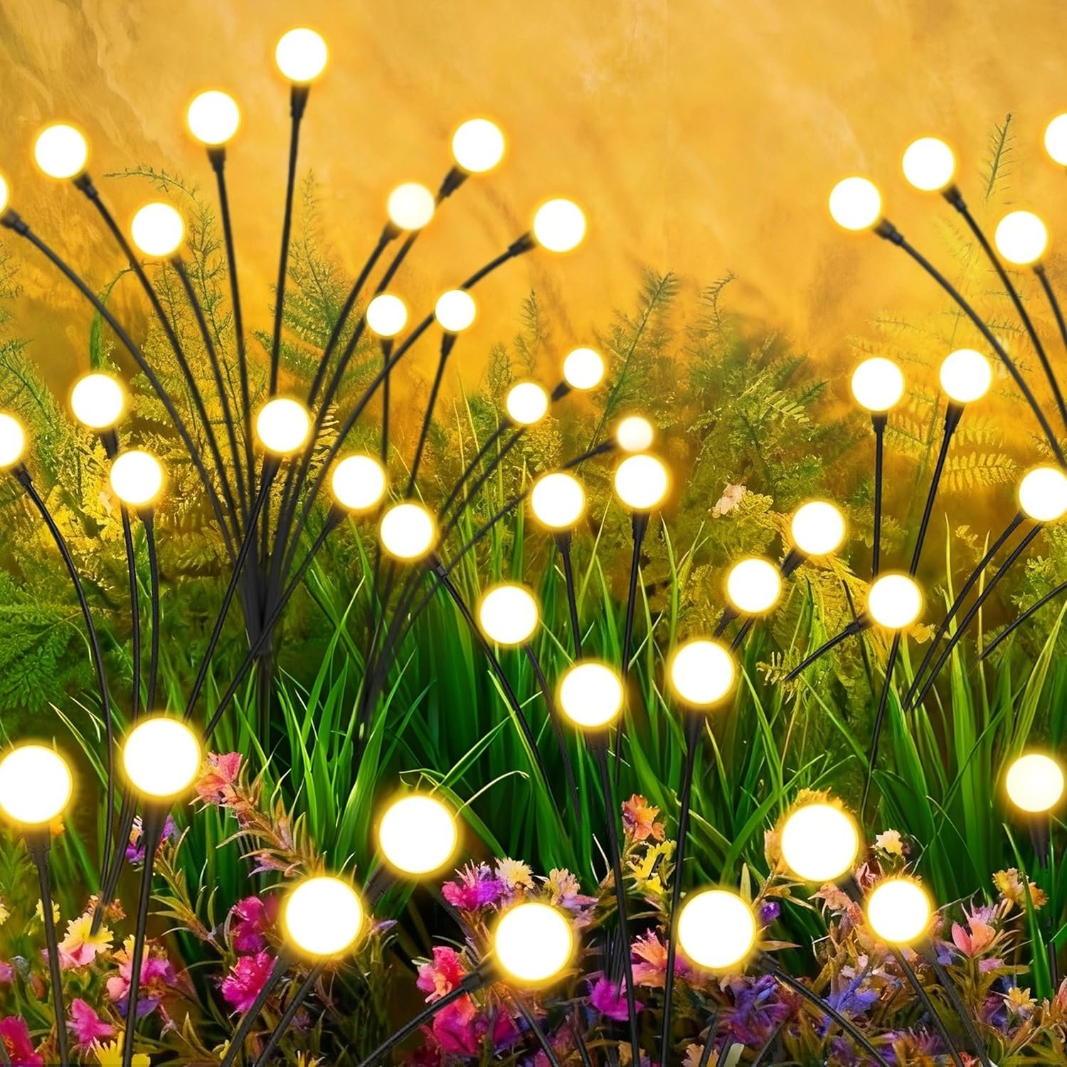 Solar Lights Outdoor-4Pack 32LEDs Solar Garden Firefly Lights Outside,Solar Powered