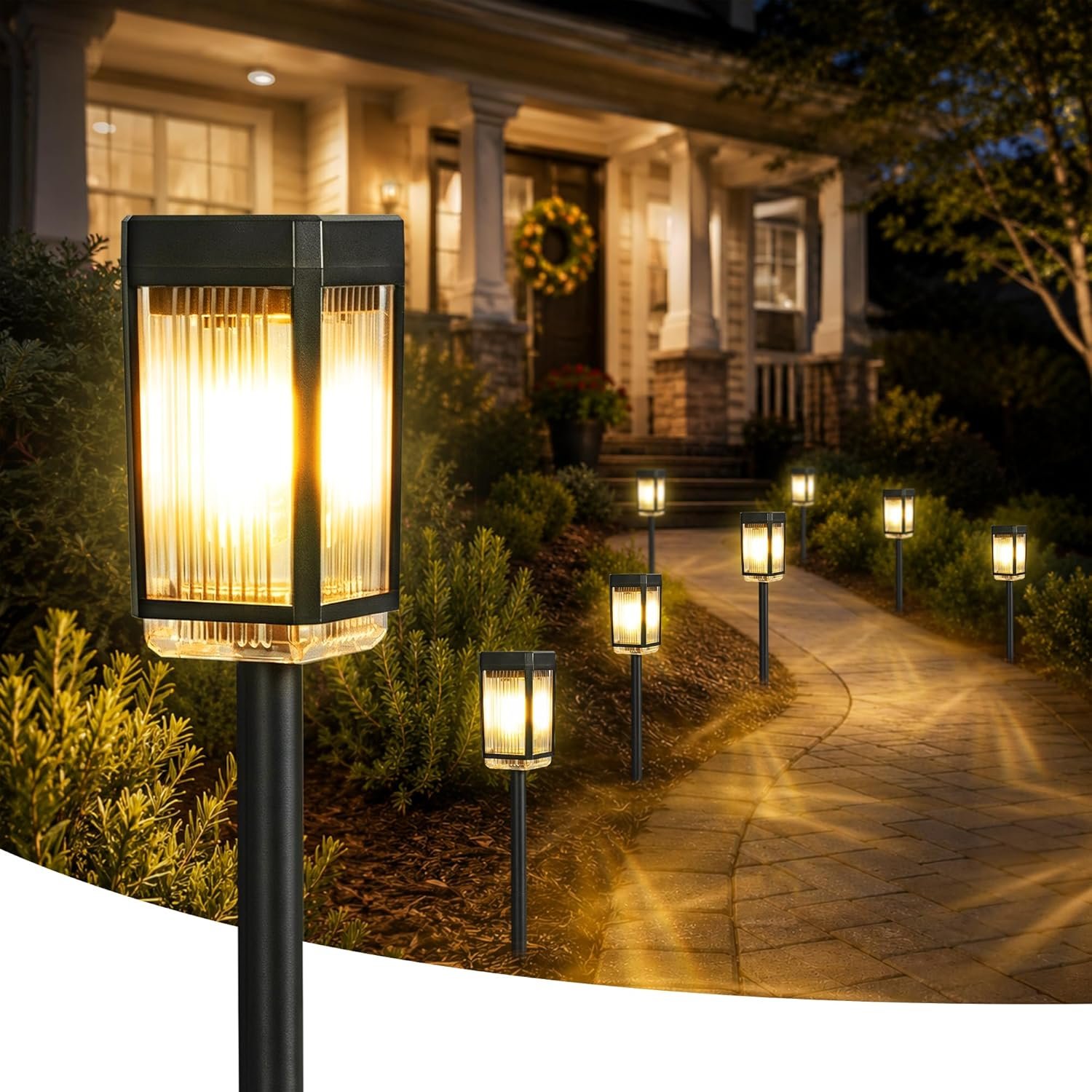 Solar Pathway Lights, 8 Pack Solar Powered Garden Lights Waterproof